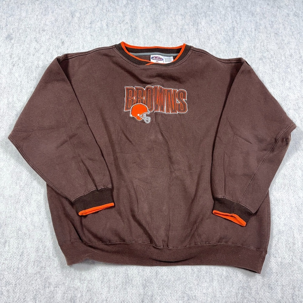 Vintage Cleveland Browns Sweatshirt Men XL Brown Crewneck Y2K 2000s NFL Football